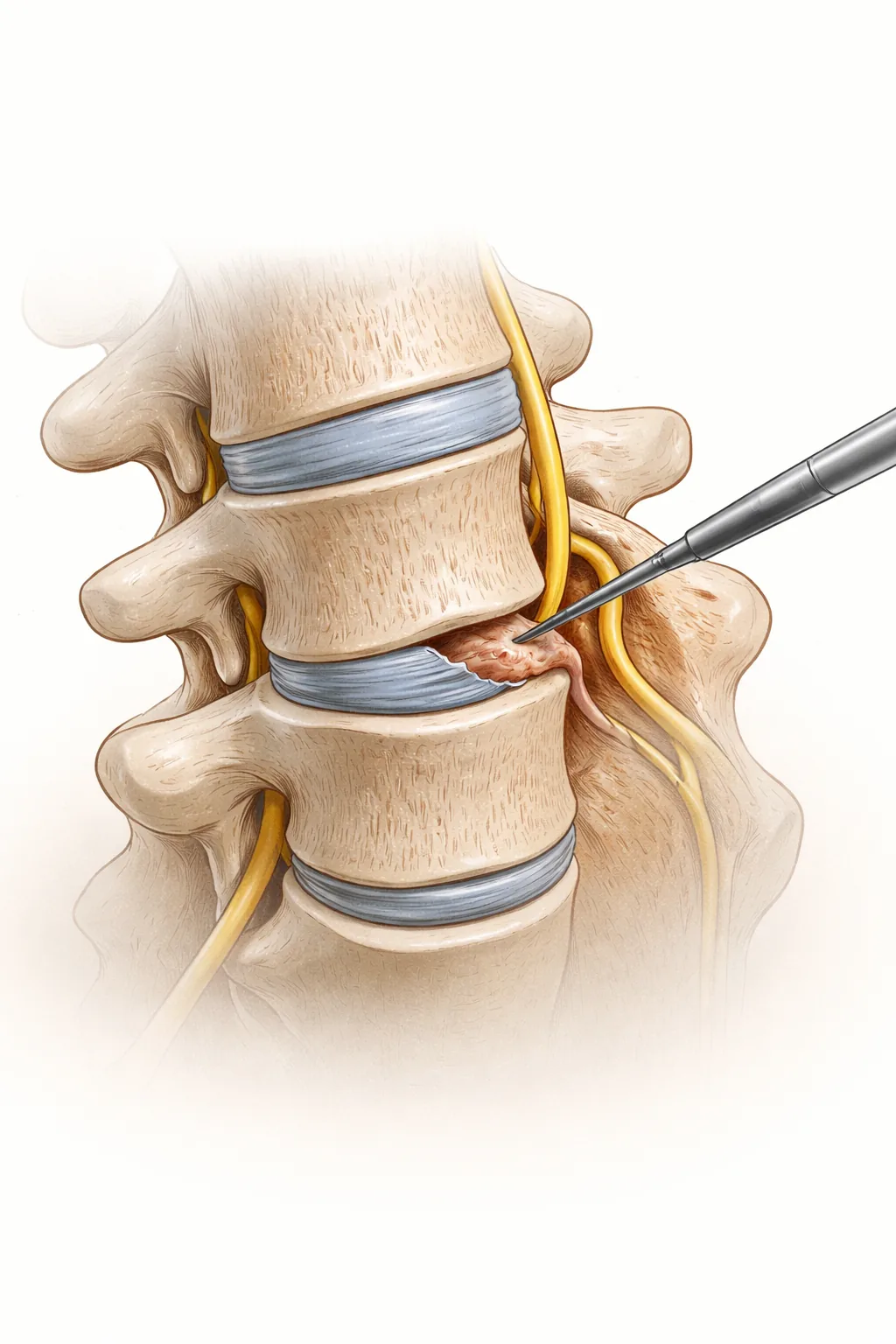 Diskectomy surgery illustration