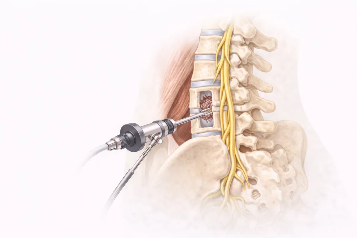 Endoscopic spine surgery illustration