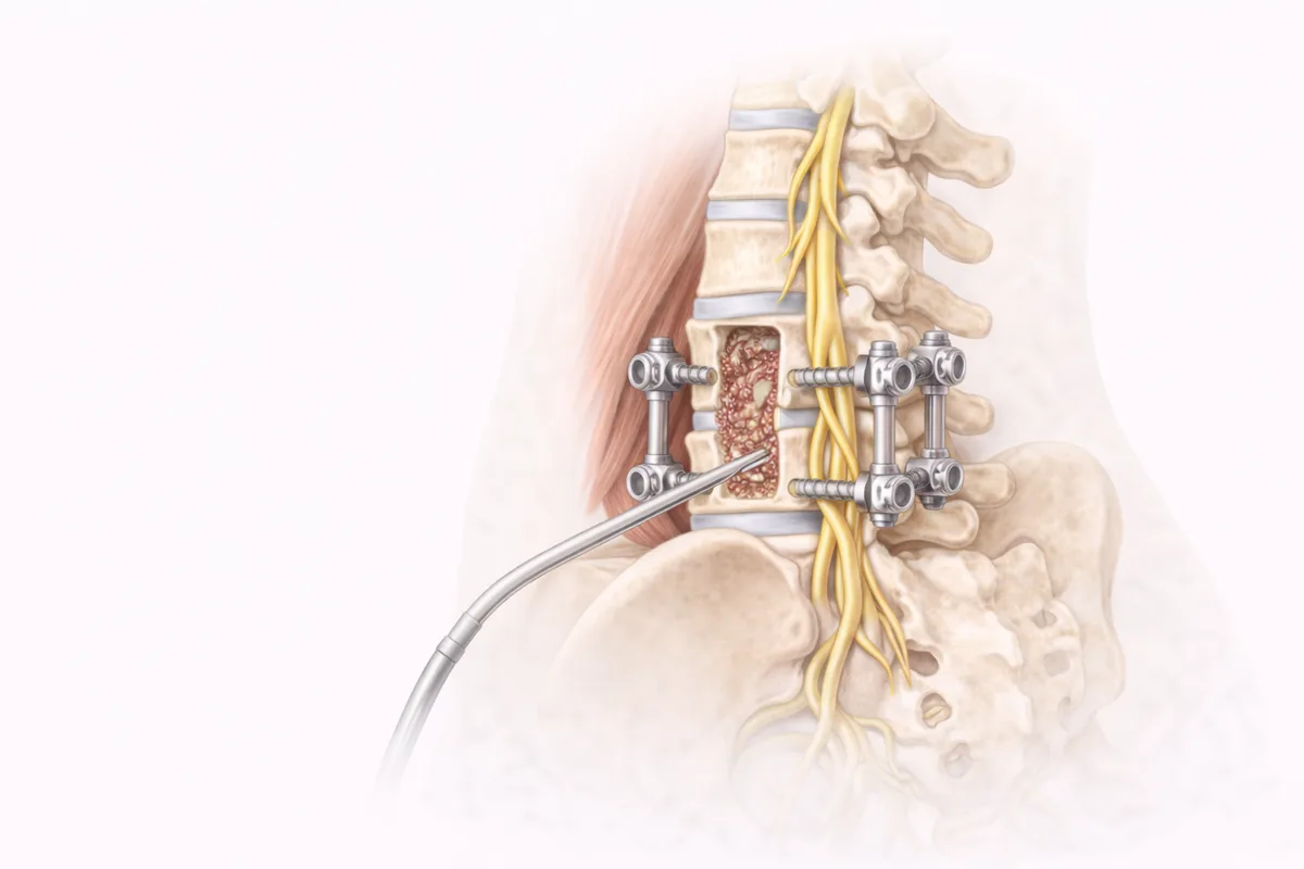 Laminectomy with fusion surgery illustration