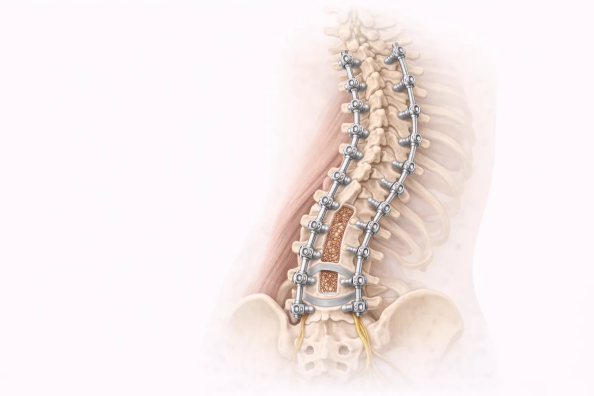 Scoliosis correction surgery illustration